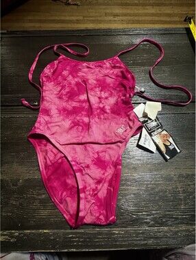 Vintage Everlast Swimsuit Womens S 8 NWT Pink Tie Dye One Piece Made USA Y2K